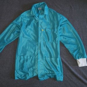 Green-blue button down smock esd with 3 pockets